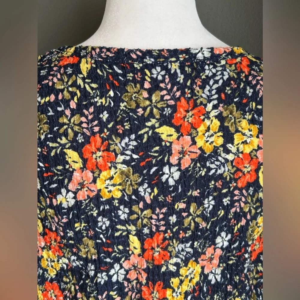 NWT Loft Floral Pleated Puff Sleeve Top Size Large Petite LP_10